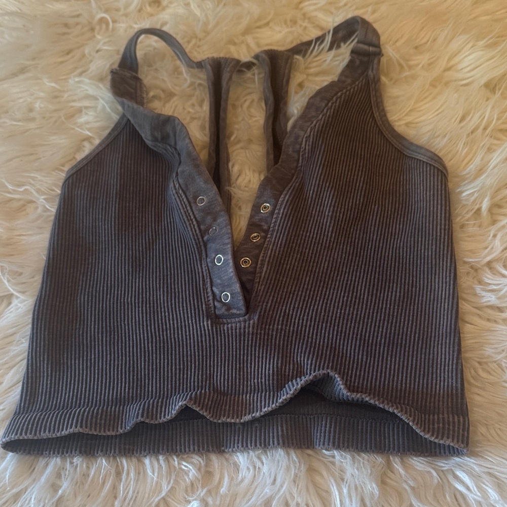 Free people Ribbed Gray active Tank Top